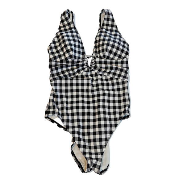 Adore Me Black White Gingham Andria Contour Plus One Piece Swimsuit Plus 0x - Picture 1 of 9